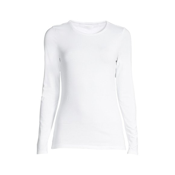 NWT LANDS' END WOMEN'S LONG SLEEVE LWCM CREW TOP WHITE SMALL - Picture 2 of 6